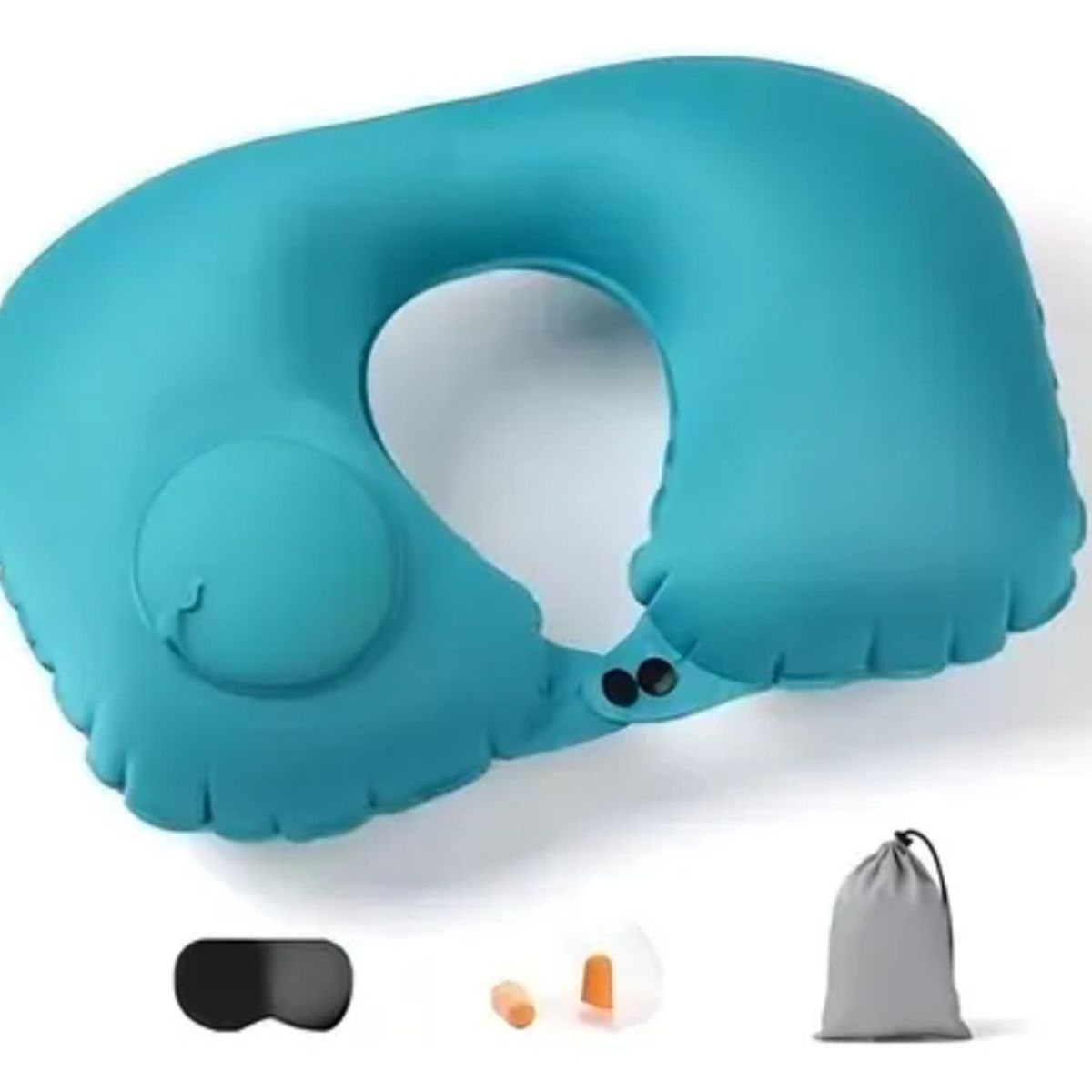 GENERICO - Kit De Almohada De Viaje Inflable + Antifaz + Tapa Oídos