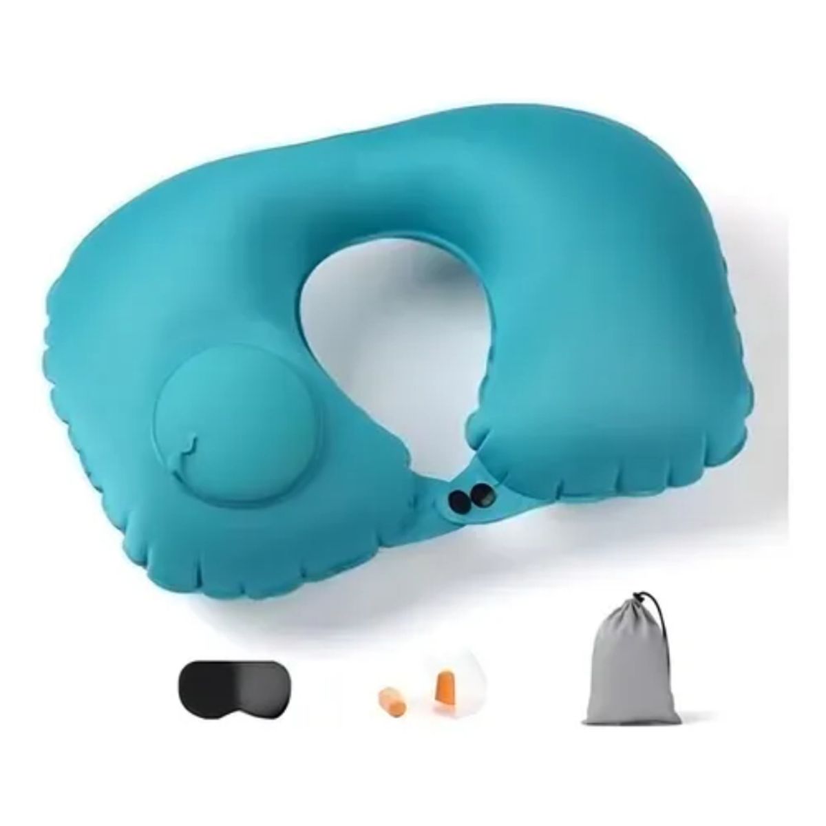 GENERICO - Kit De Almohada De Viaje Inflable + Antifaz + Tapa Oídos