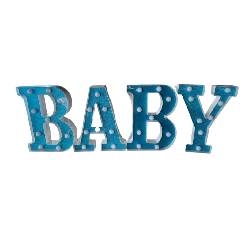 INFANTILES CAJUROMIX - Letras Led Baby Azul Escarchadas Brillan Con Ternura