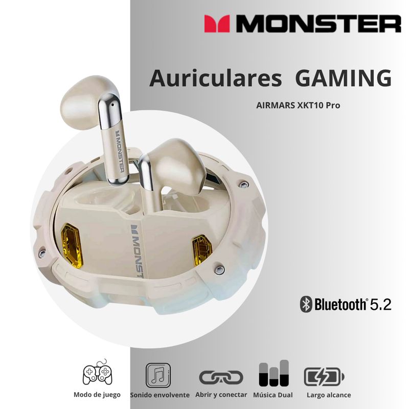 MONSTER - Auriculares Inalámbricos Monster XKT10 Pro Dorado