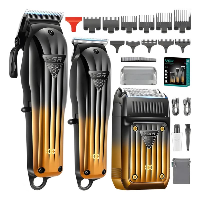 VGR - combo Vgr 644 Cortapelos Para Hombres Profesionales, Recortadora