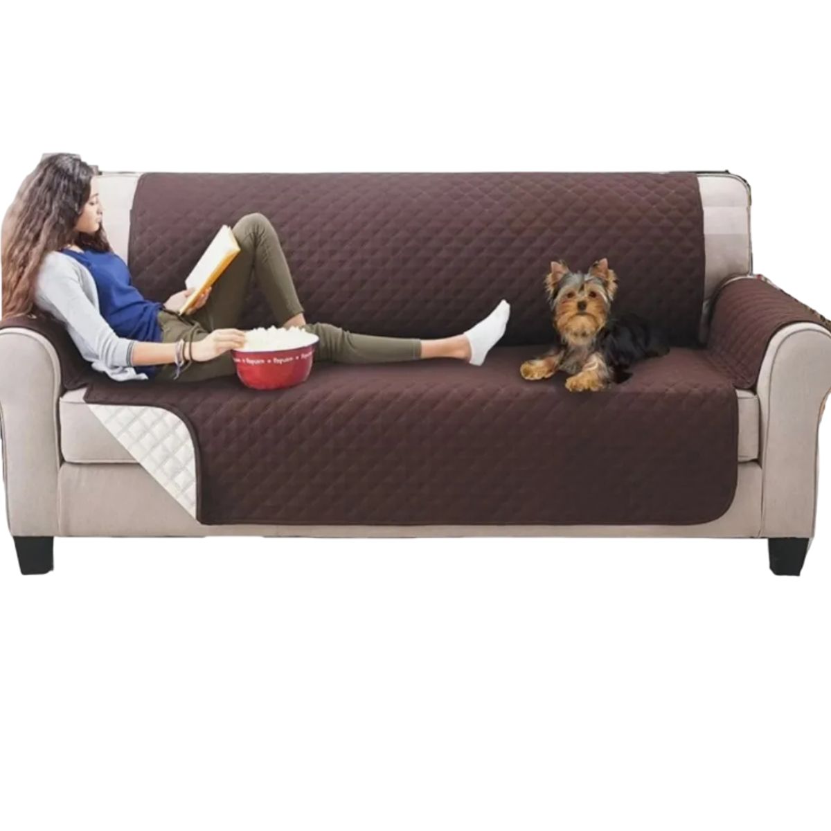 GENERICO - Protector Sofa Forro Mueble Doble Faz 3 Puestos Antiderrame