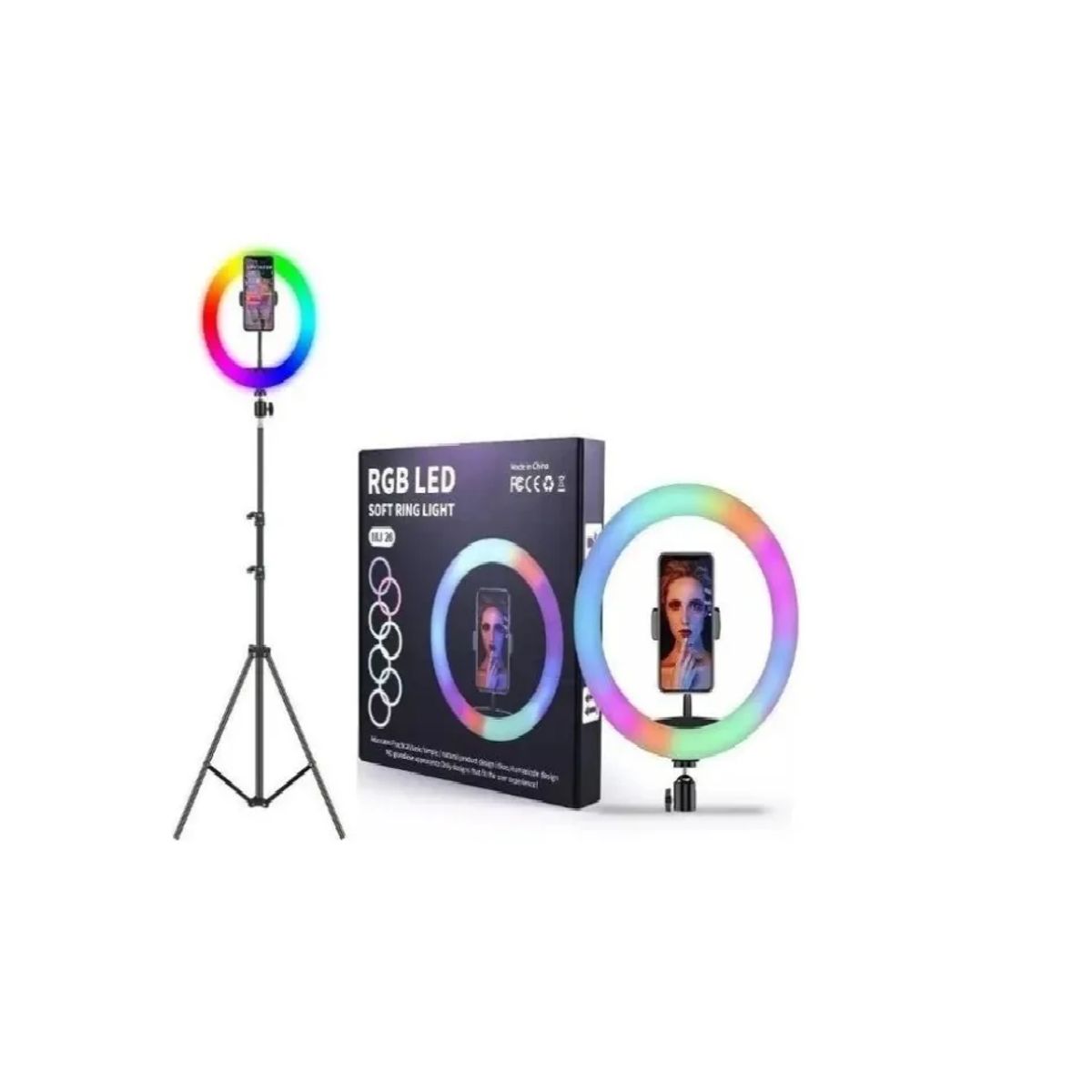 SKY - Aro Luz Rgb 26 Cm Led Trípode Profesional 210cm 4 Modos Estructura