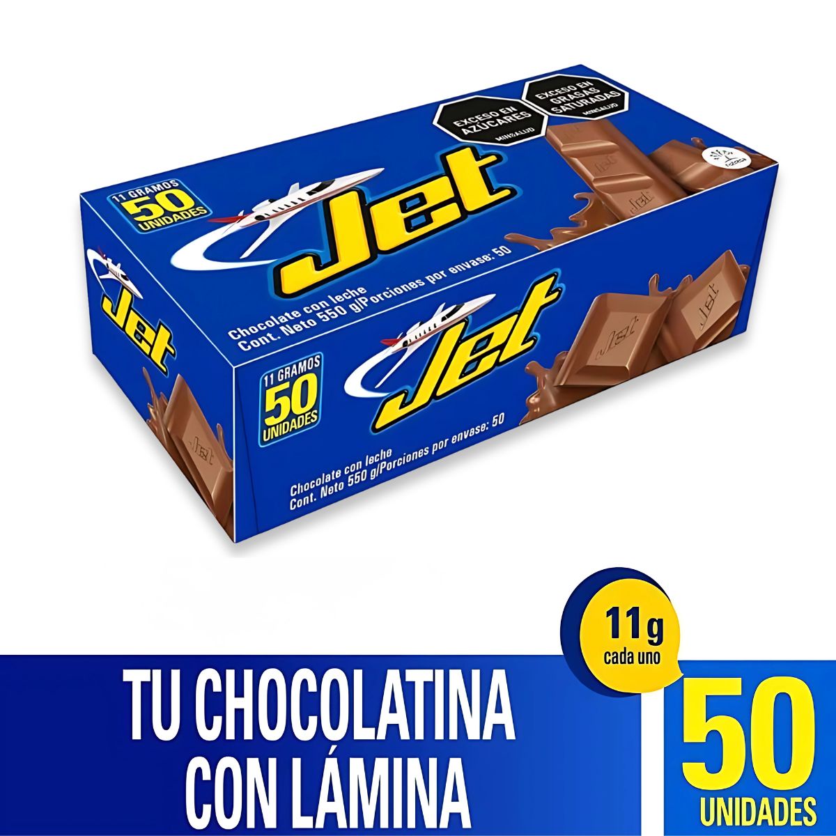 JET - Chocolatina Jet Leche Plegadiza X 50und