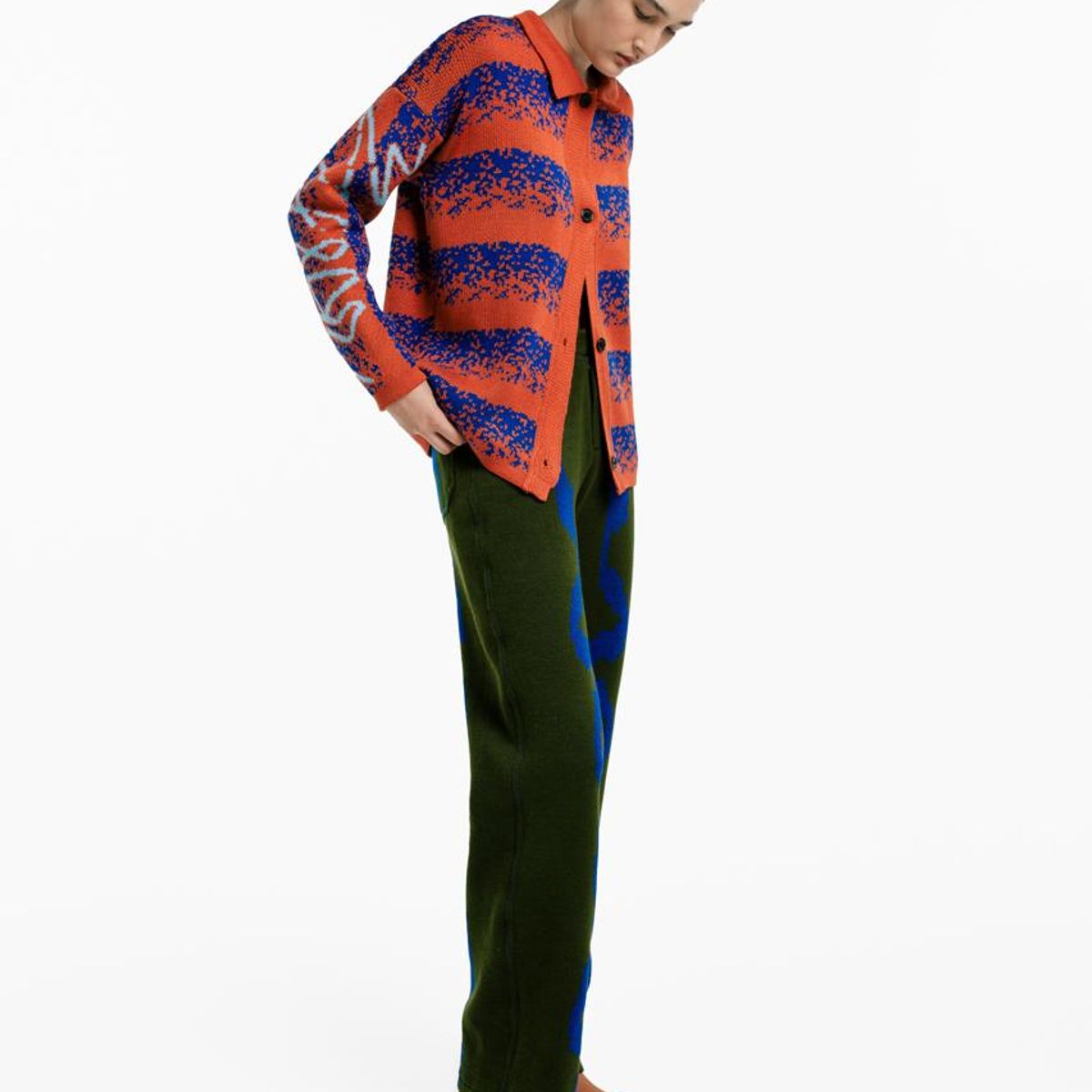 MAGLIONE - Cardigan Paisaje Manga Larga Botones Mujer Cuello Polo