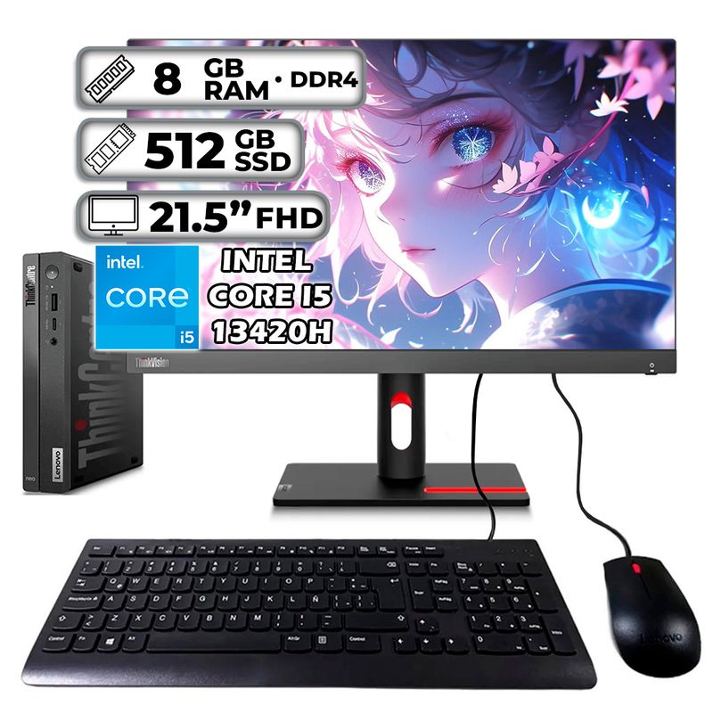 LENOVO - LENOVO THINKCENTRE TINY INTEL CORE I5-13420H 8GB RAM 512GB SSD 215″ FHD