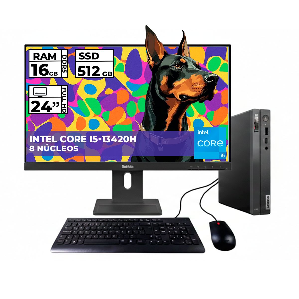 LENOVO - LENOVO THINKCENTRE NEO 50Q I5 16GB 512GB + MONITOR 24″ FHD