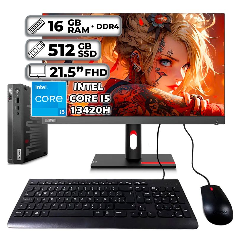 LENOVO - LENOVO THINKCENTRE TINY INTEL CORE I5-13420H 16GB RAM 512GB SSD 215″ FHD