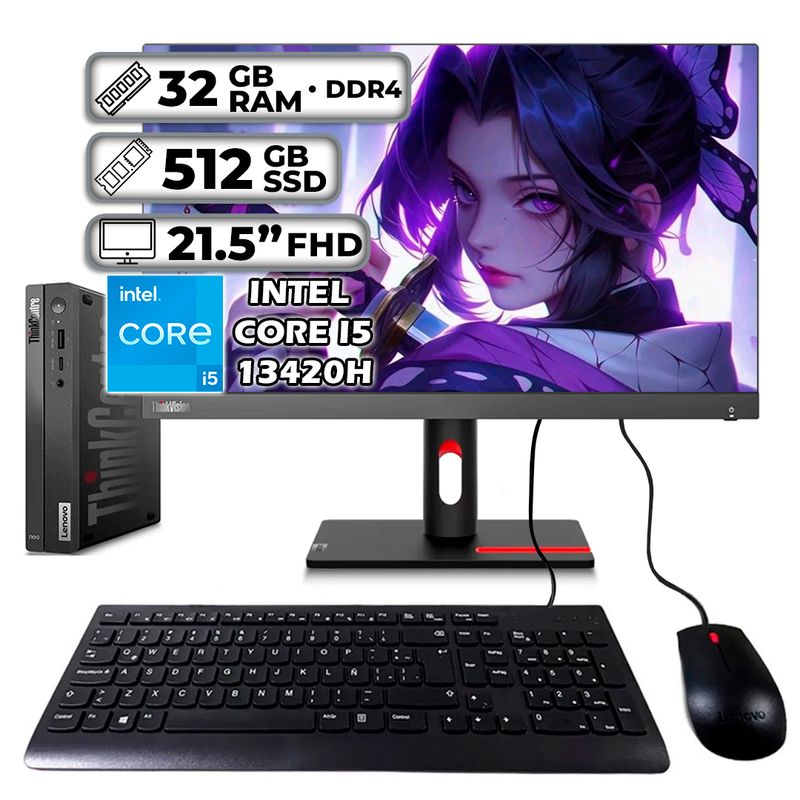 LENOVO - LENOVO THINKCENTRE TINY INTEL CORE I5-13420H 32GB RAM 512GB SSD 215″ FHD