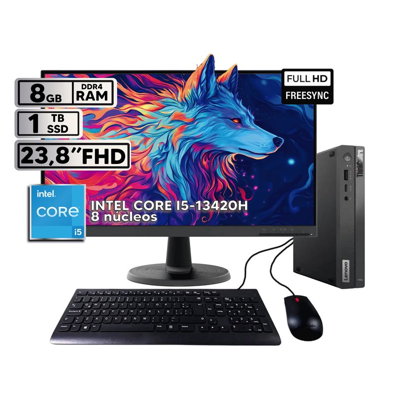 LENOVO - LENOVO THINKCENTRE NEO 50Q I5 8GB 1TB + MONITOR 24″ FHD