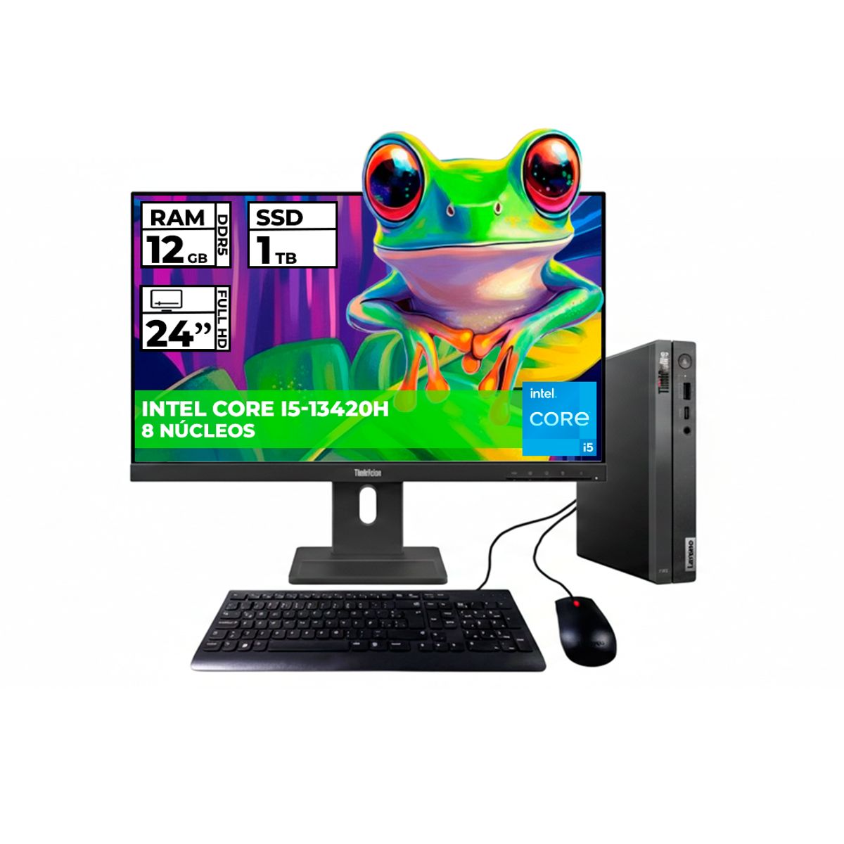 LENOVO - LENOVO THINKCENTRE NEO 50Q I5 12GB 1TB + MONITOR 24″ FHD