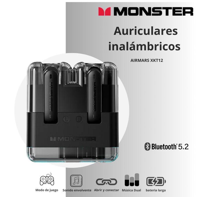 MONSTER - Auriculares Inalámbricos Monster XKT12 - Negro
