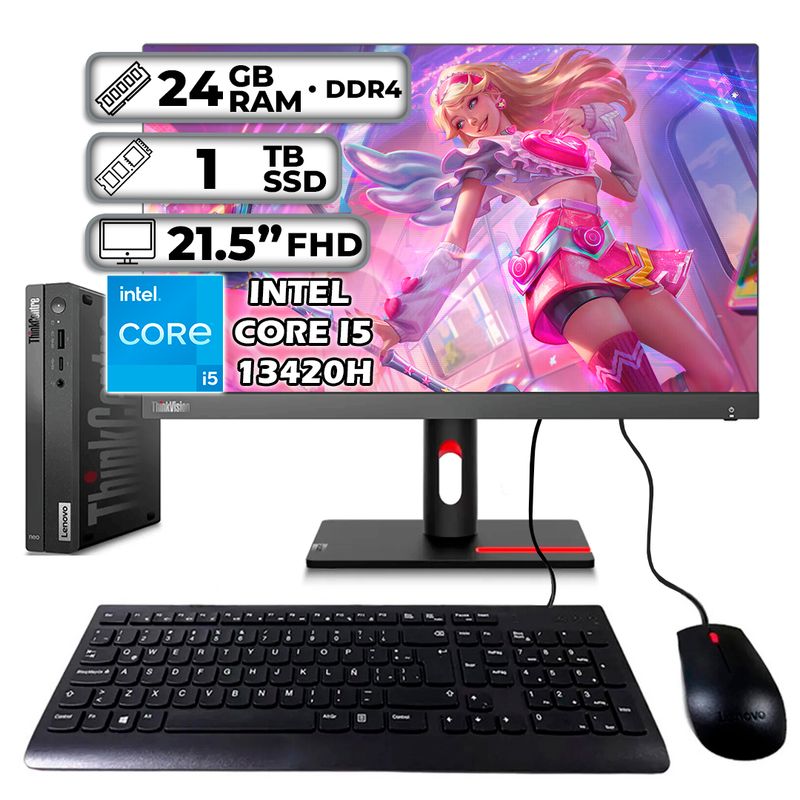 LENOVO - LENOVO THINKCENTRE TINY INTEL CORE I5-13420H 24GB RAM 1TB SSD 215″ FHD