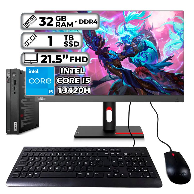 LENOVO - LENOVO THINKCENTRE TINY INTEL CORE I5-13420H 32GB RAM 1TB SSD 215″ FHD
