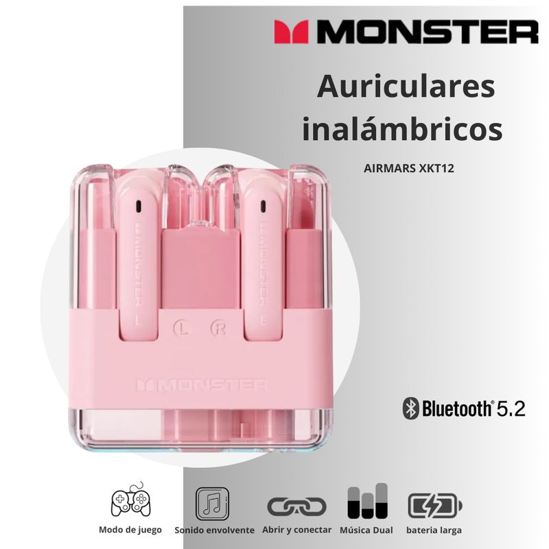 MONSTER - Auriculares Inalámbricos Monster XKT12 - Rosa