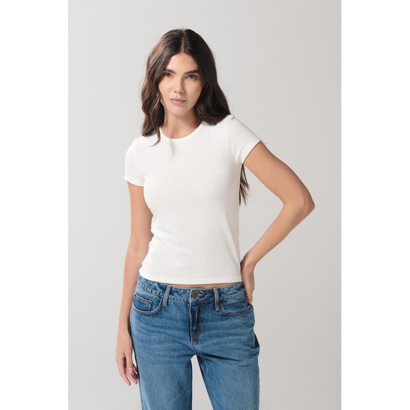 KOAJ - KOAJ Camiseta unicolor para mujer en tela texturizada fit slim MUJER