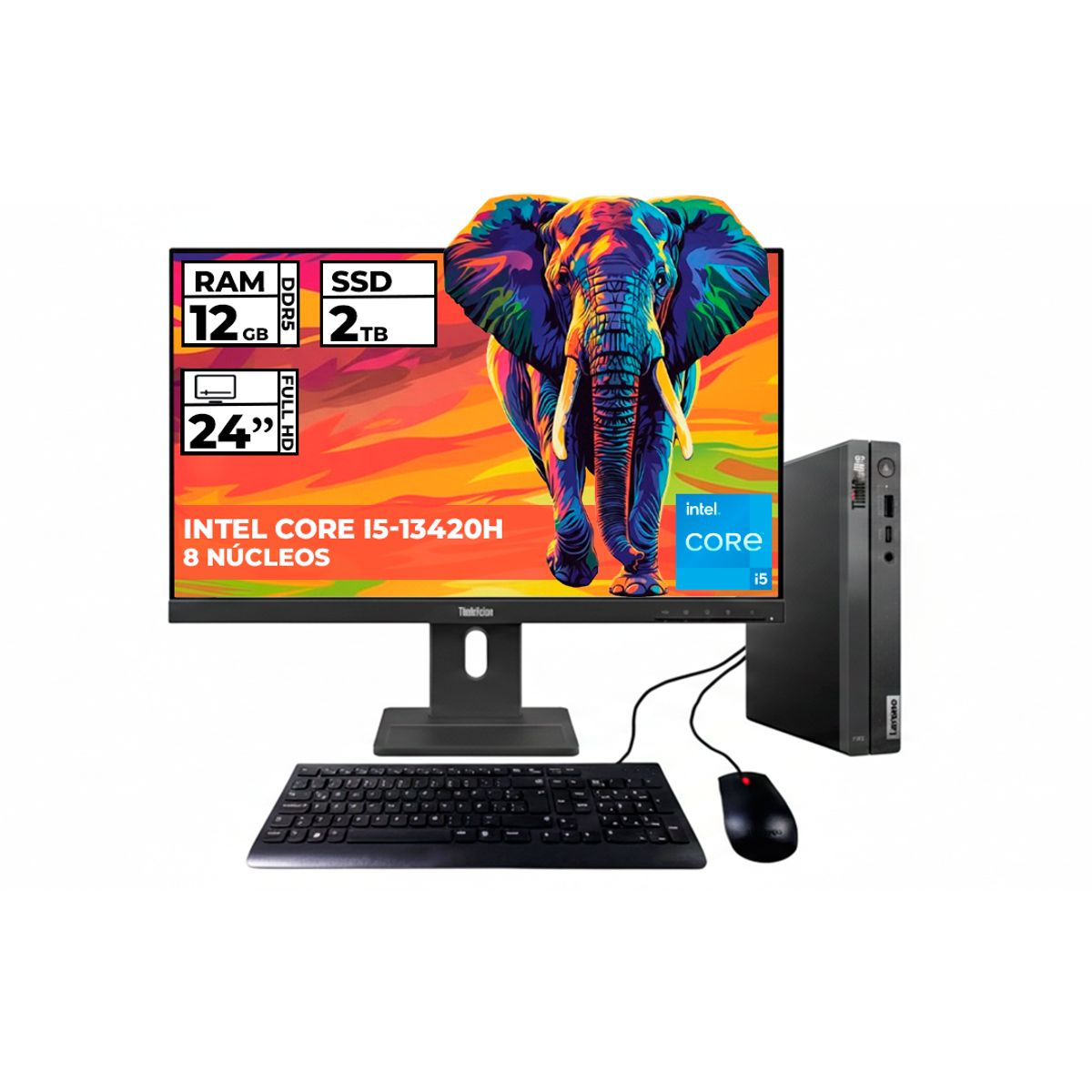 LENOVO - LENOVO THINKCENTRE NEO 50Q I5 12GB 2TB + MONITOR 24″ FHD