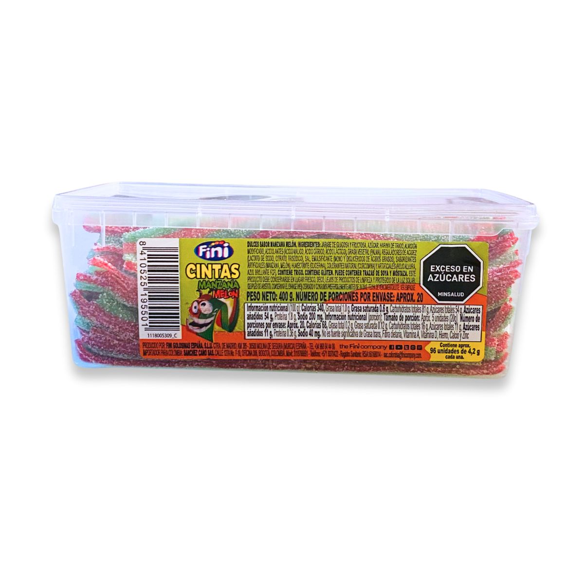 FINI - Cintas De Regaliz Pitufo Sabor Manzana-melón 400g