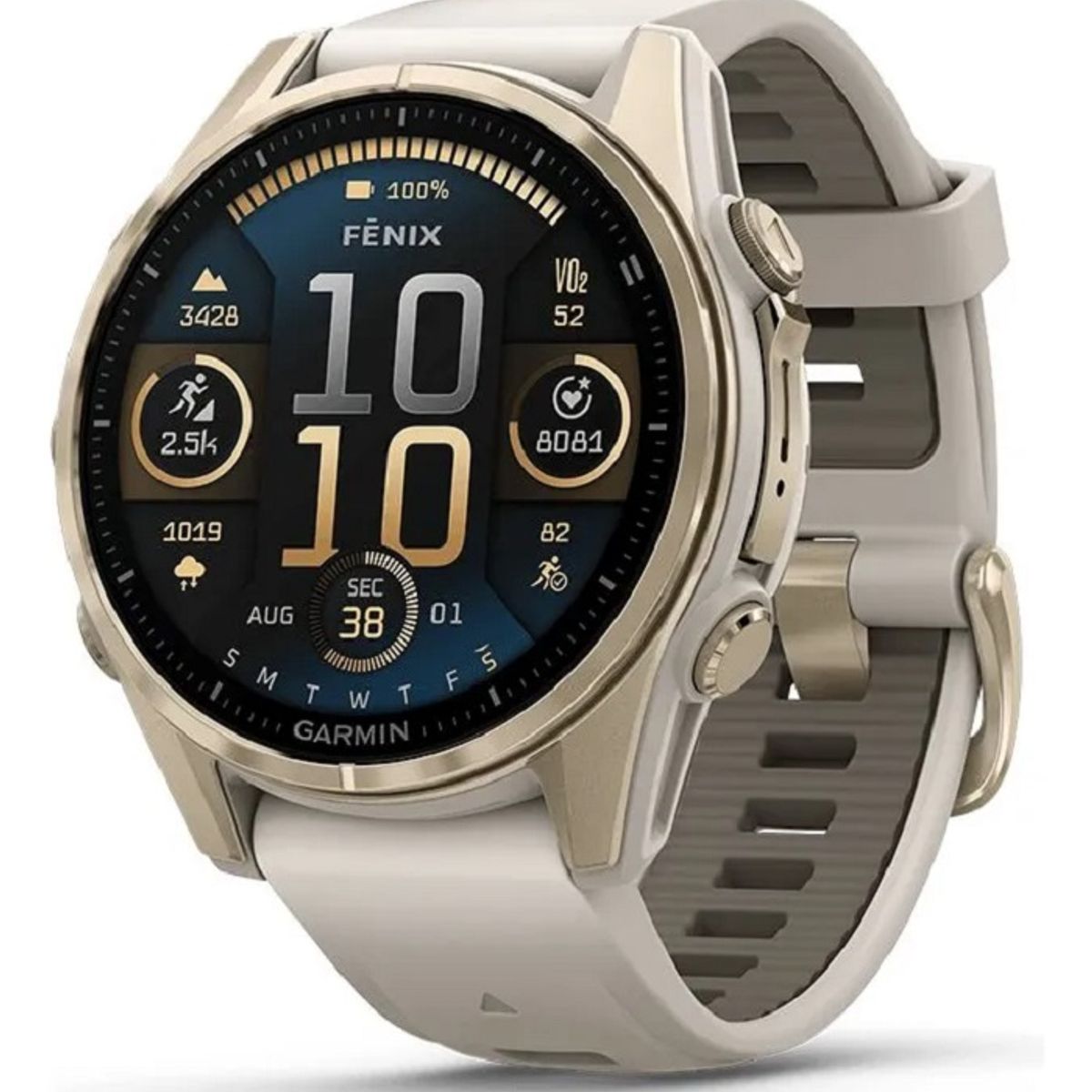 GARMIN - Reloj Garmin Fenix 8 43mm Amoled Oro Zafiro Gris