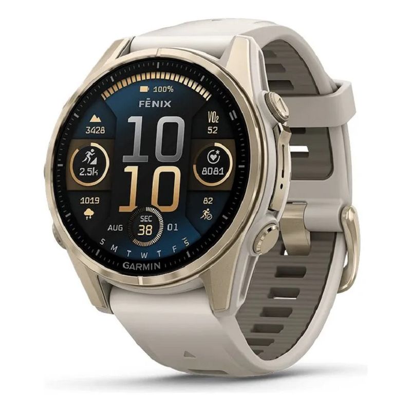 GARMIN - Reloj Garmin Fenix 8 43mm Amoled Oro Zafiro Gris