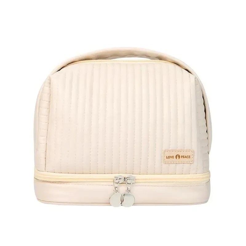 GENERICO - COSMETIQUERA NECESER BOLSO MAQUILLAJE VIAJE ACOLCHADA-BEIGE