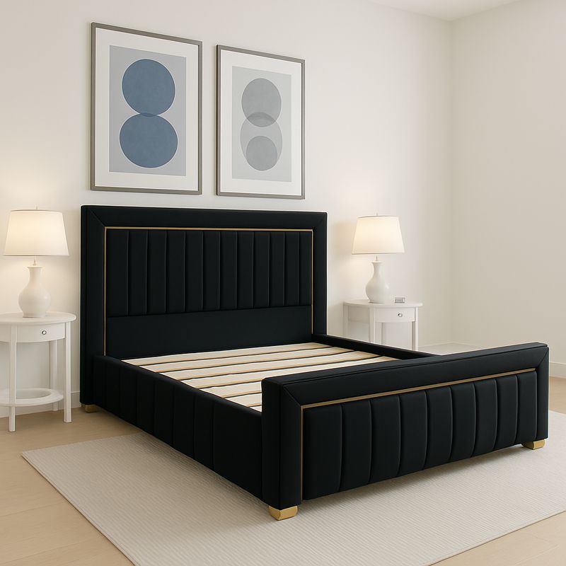 ESTILO Y CONFORT - Cama Premium Ónix Negra 120X190