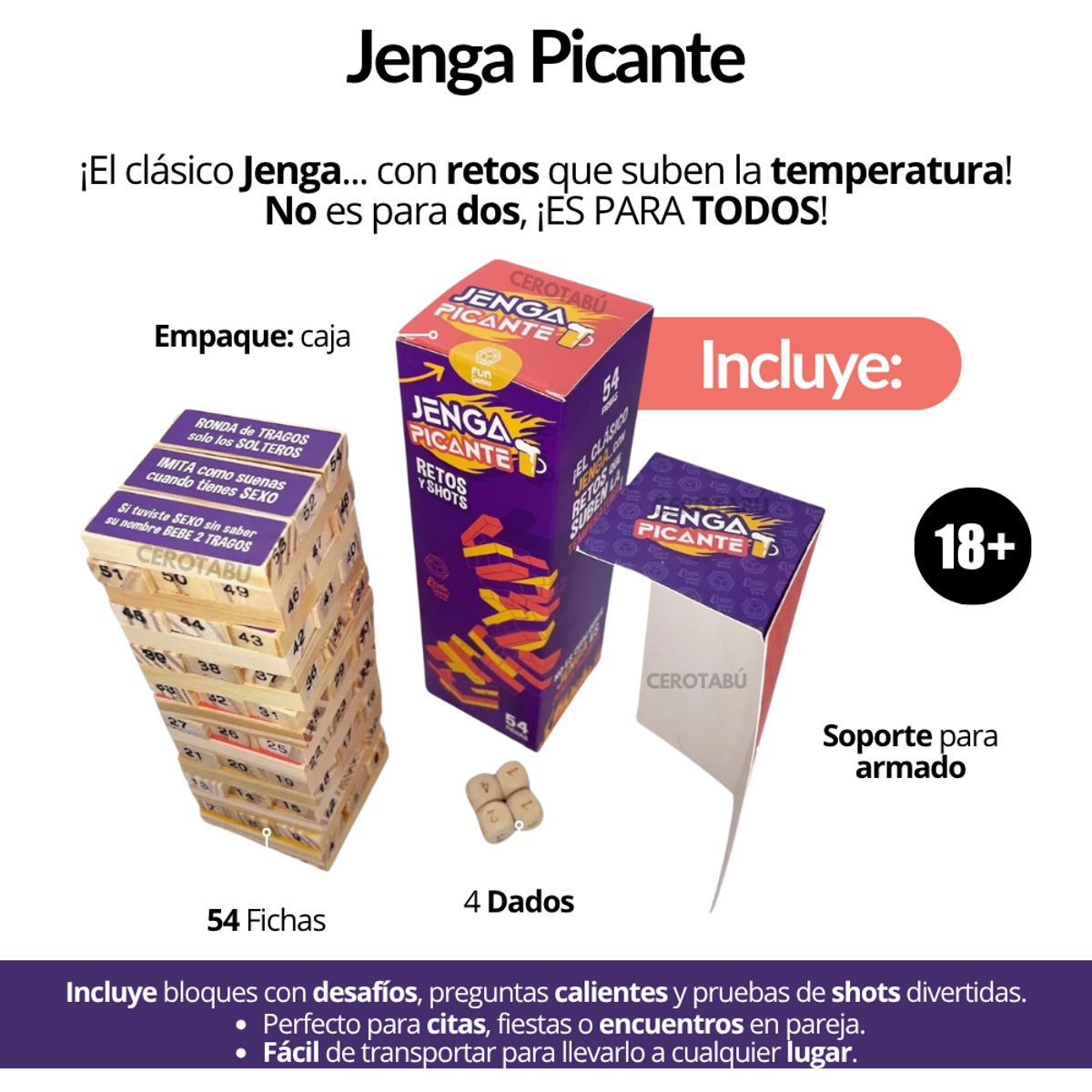 GENERICO - Juego De Mesa Para Adultos Torre Jenga Picante