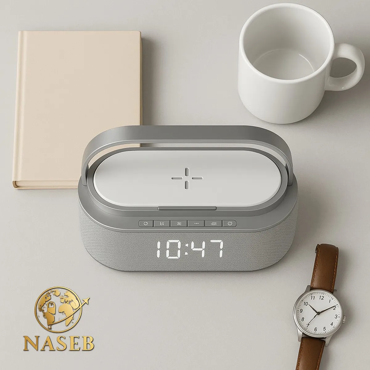 GENERICO - Parlante Bluetooth Reloj LED Despertador FM USB Recargable