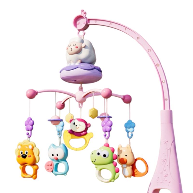 GENERICO - Movil Musical Cuna Bebe Con Luz Y Control Remoto Rosado
