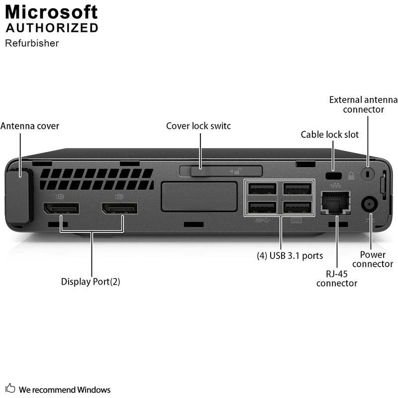 HP - HP ProDesk 600 G3 Mini PC Intel Core i5-6500T 16GB RAM 256GB USB-C Windows 11