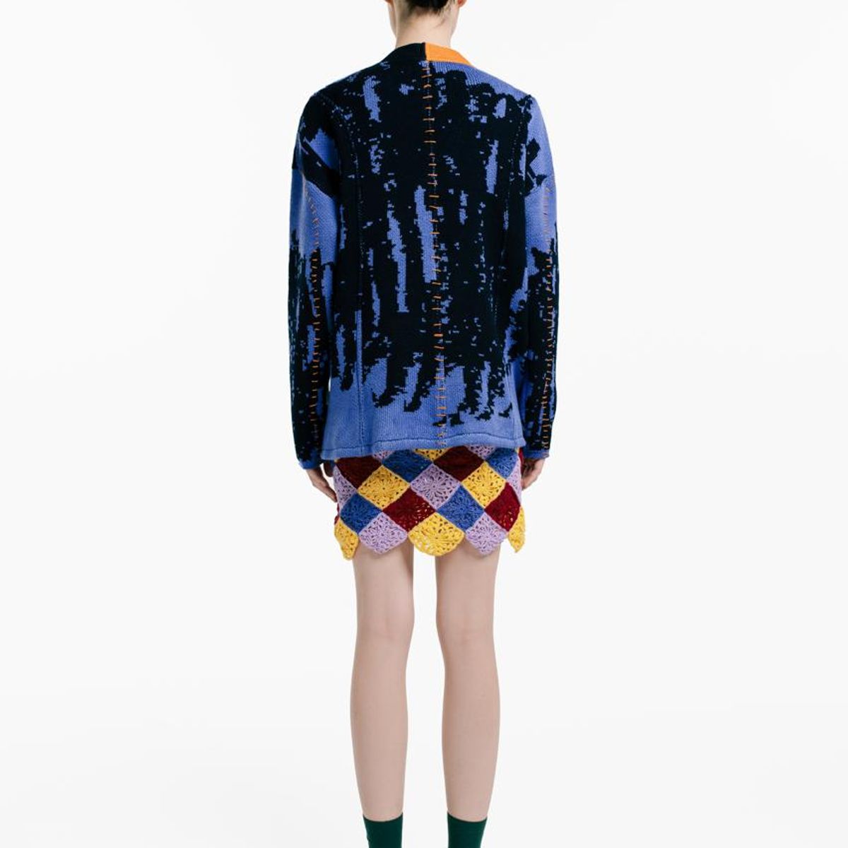 MAGLIONE - Cardigan Fragmentado Manga Larga Botones Mujer Abierto