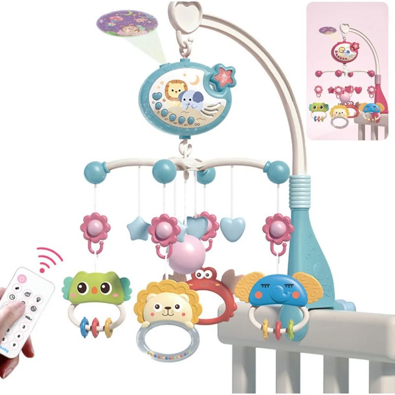 GENERICO - Movil Musical Cuna Bebe Con Proyector Y Control Remoto ROSA