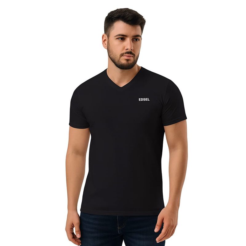 GENERICO - Camiseta Cuello V Hombre Caballero Algodón Tipo Slim Deportiva