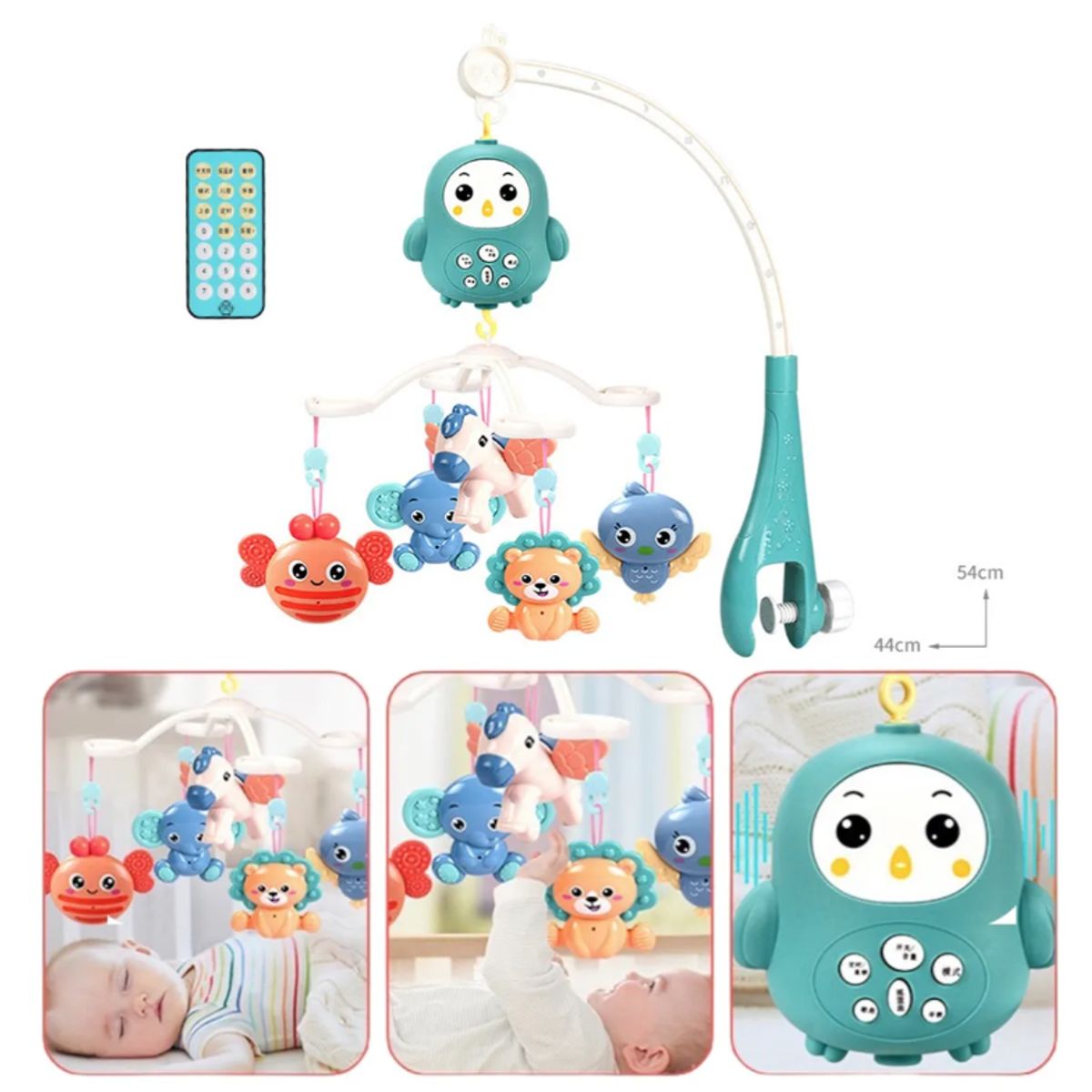 GENERICO - Movil Musical Sonajero Para Cuna De Bebe Con Control AZUL-