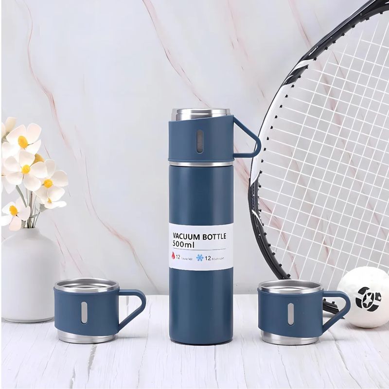 GENERICO - Termo Botella Térmica en Acero con dos tazas 500ml