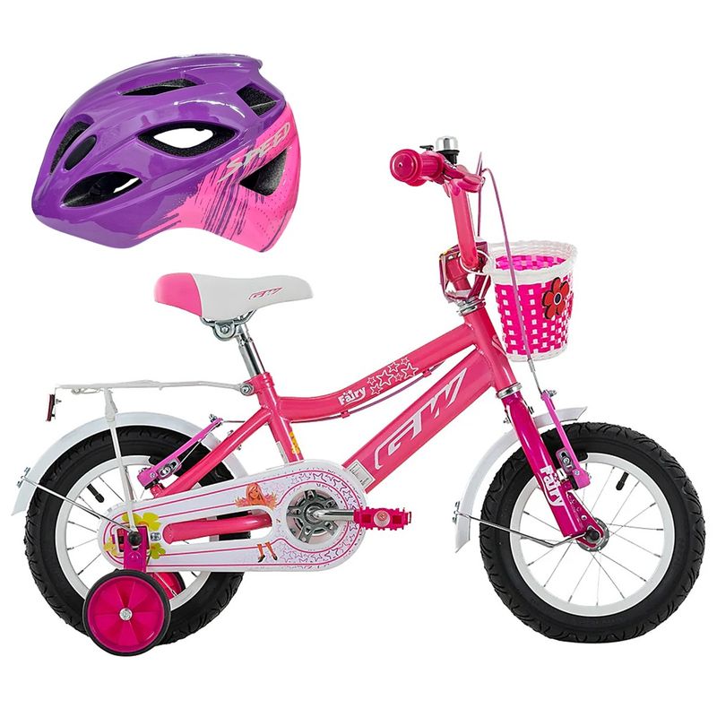 GW - Bicicleta Casco Niña Rin 12 Gw Fairy Con Accesorios