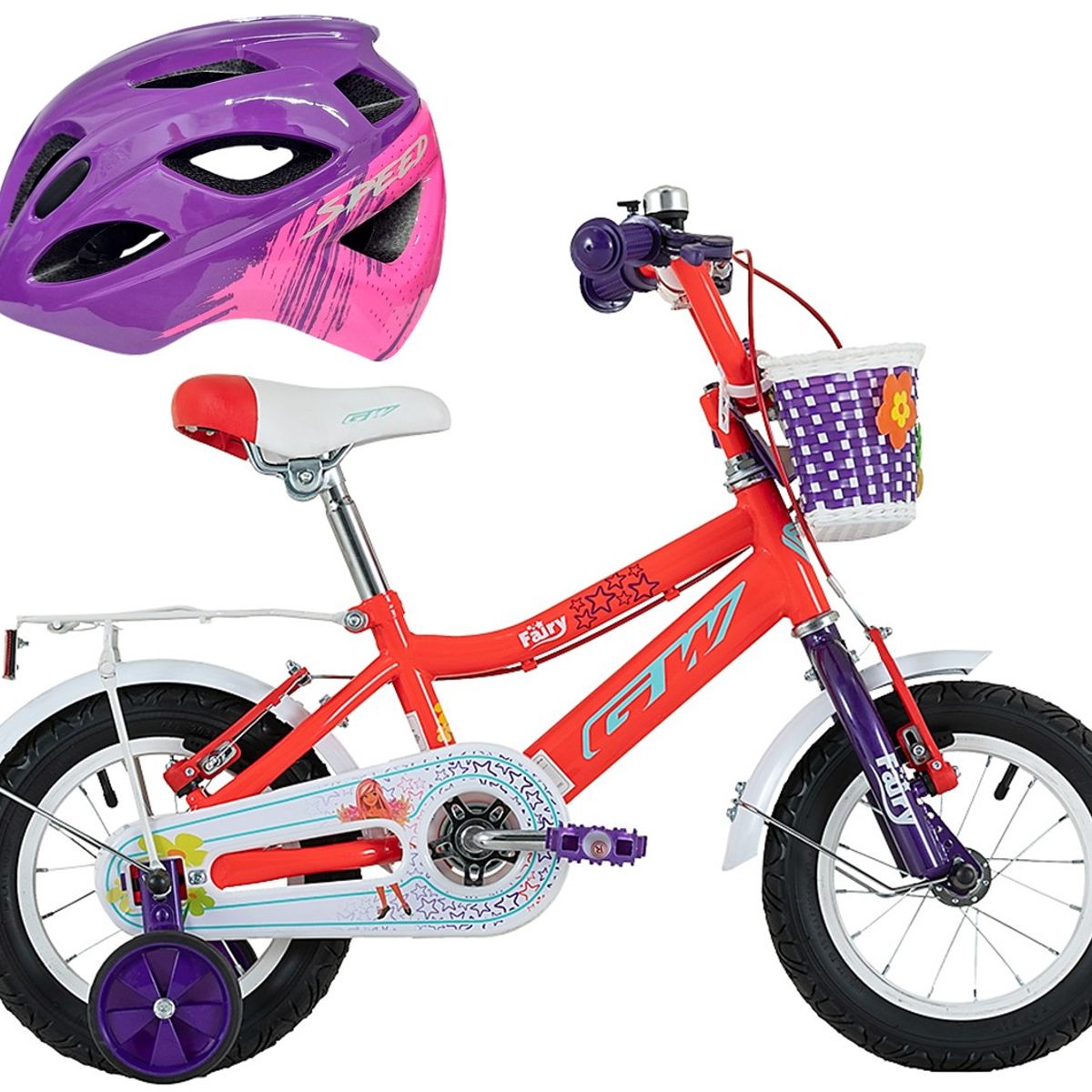 GW - Bicicleta Casco Niña Rin 12 Gw Fairy Con Accesorios