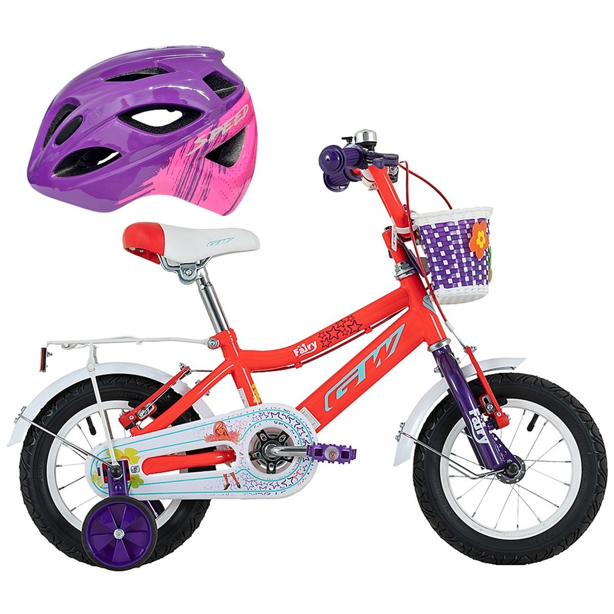 GW - Bicicleta Casco Niña Rin 12 Gw Fairy Con Accesorios