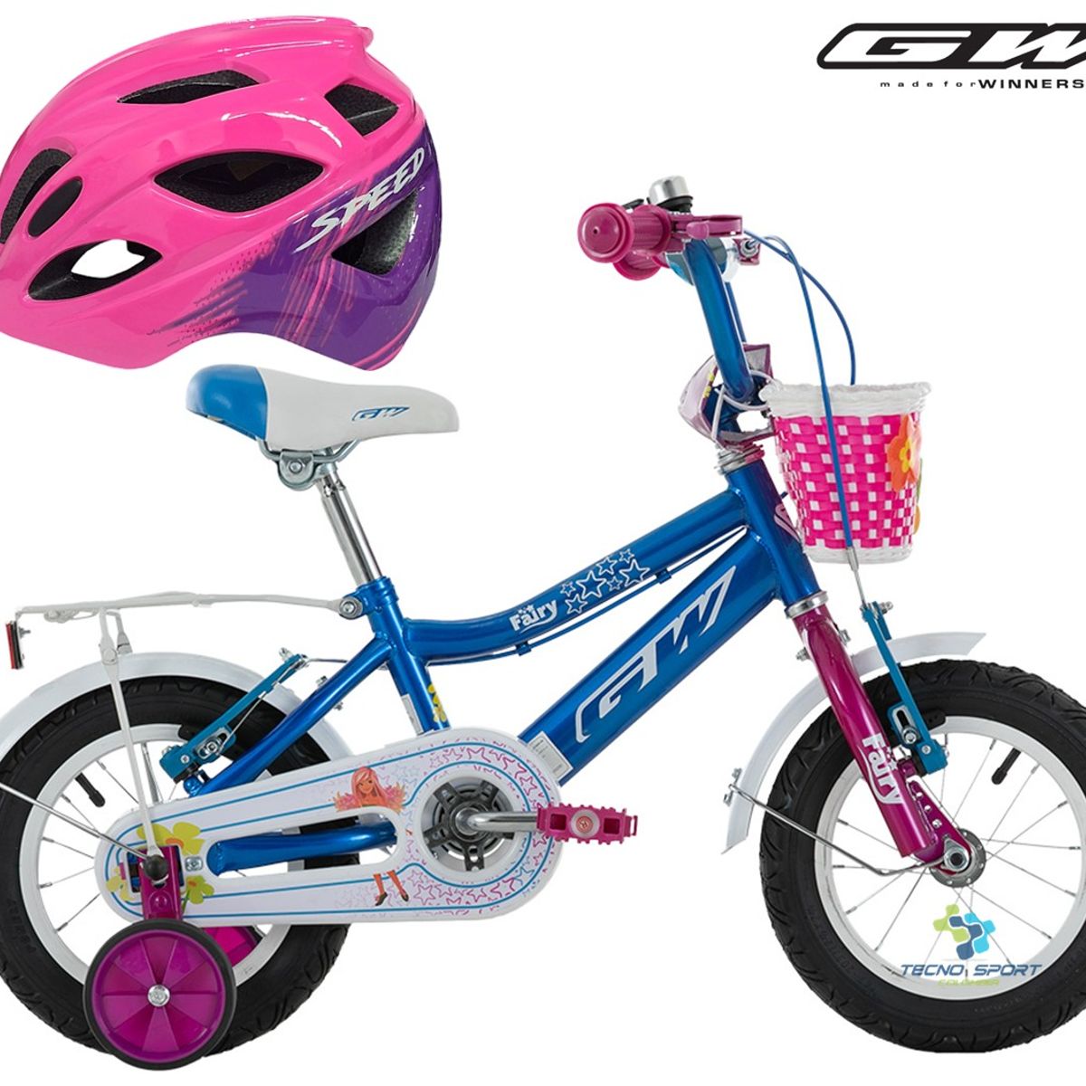 GW - Bicicleta Casco Niña Rin 12 Gw Fairy Con Accesorios