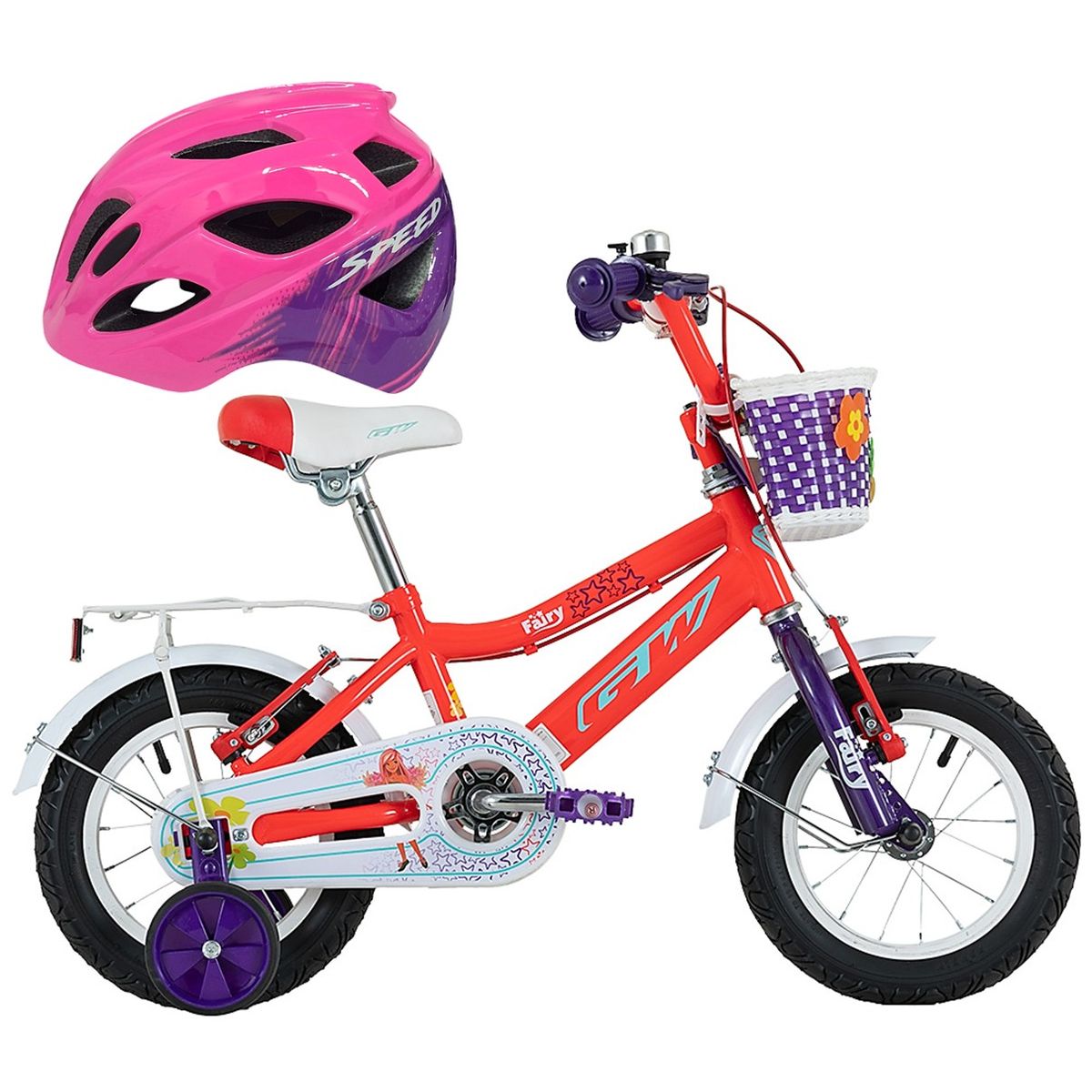GW - Bicicleta Casco Niña Rin 12 Gw Fairy Con Accesorios