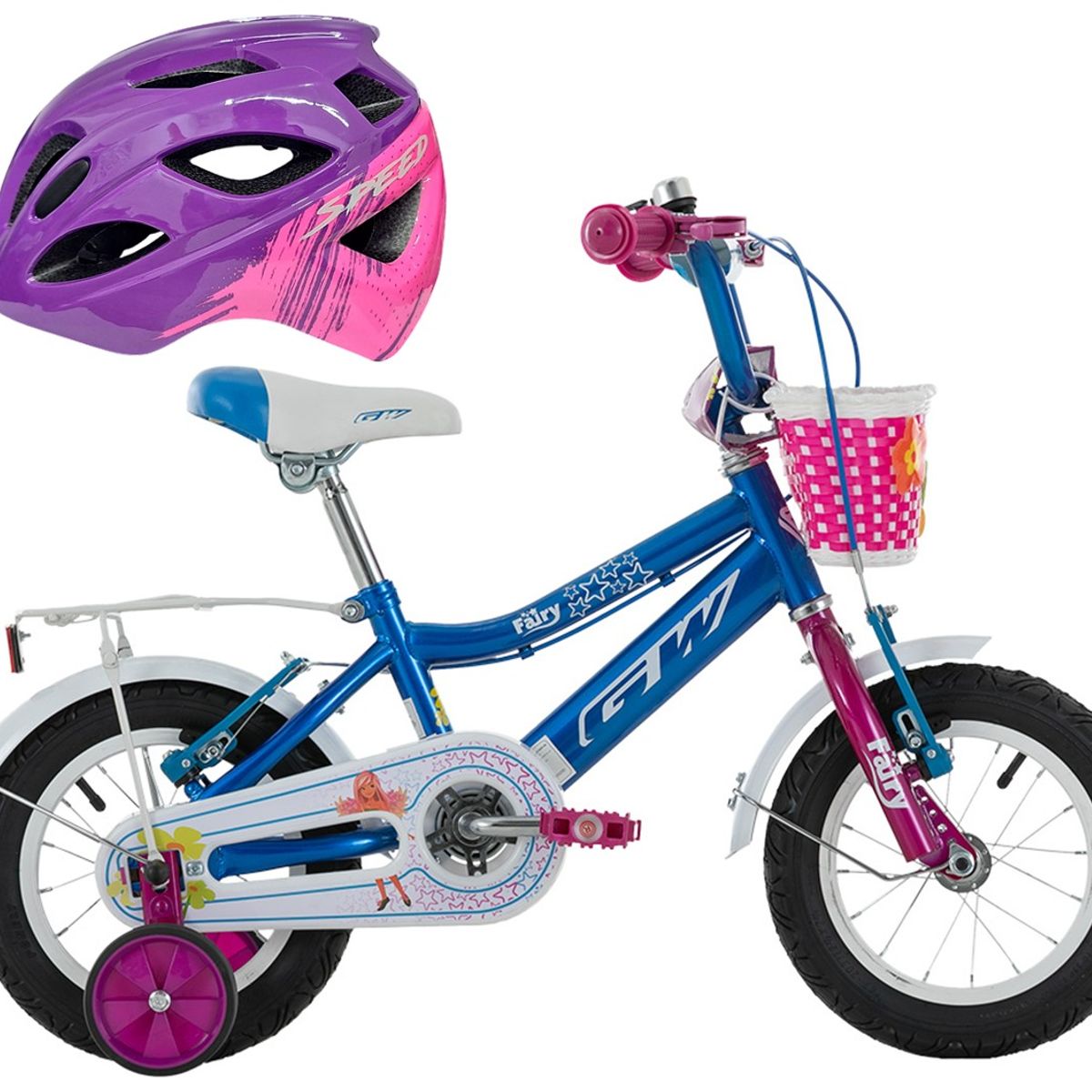 GW - Bicicleta Casco Niña Rin 12 Gw Fairy Con Accesorios
