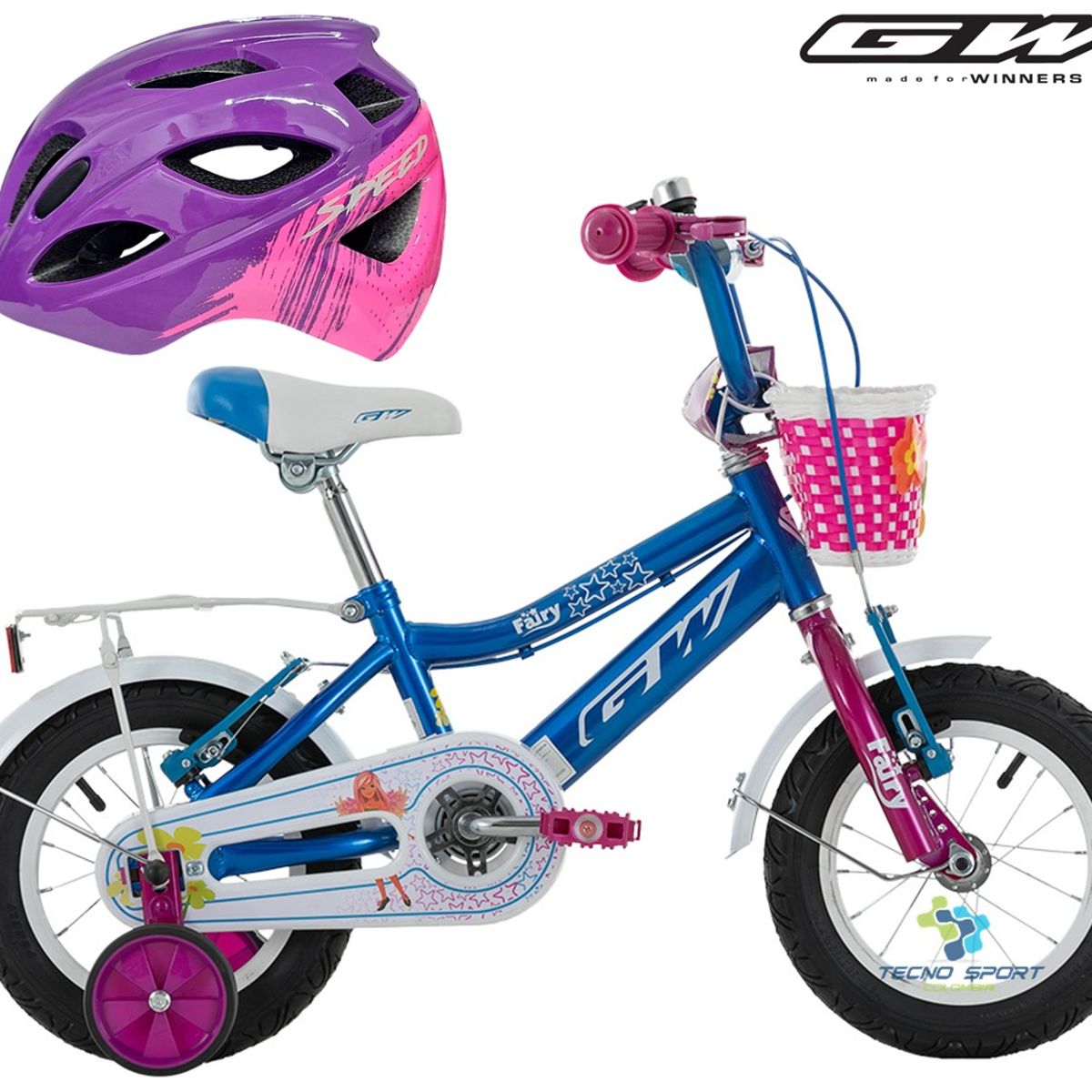 GW - Bicicleta Casco Niña Rin 12 Gw Fairy Con Accesorios