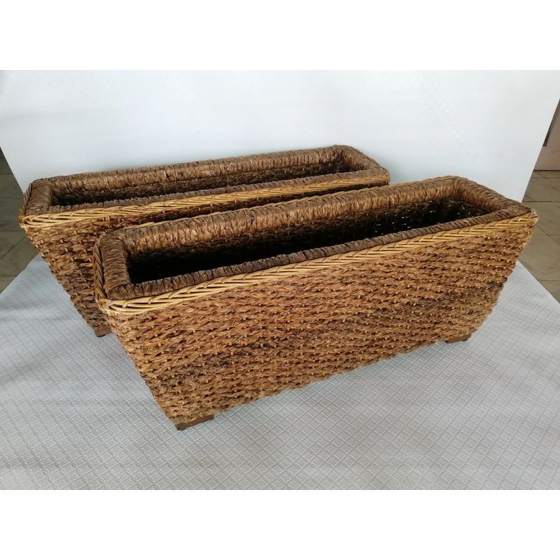 GENERICO - Matera Antigua En Rattan Y Laso De Barco Base Madera Hindu