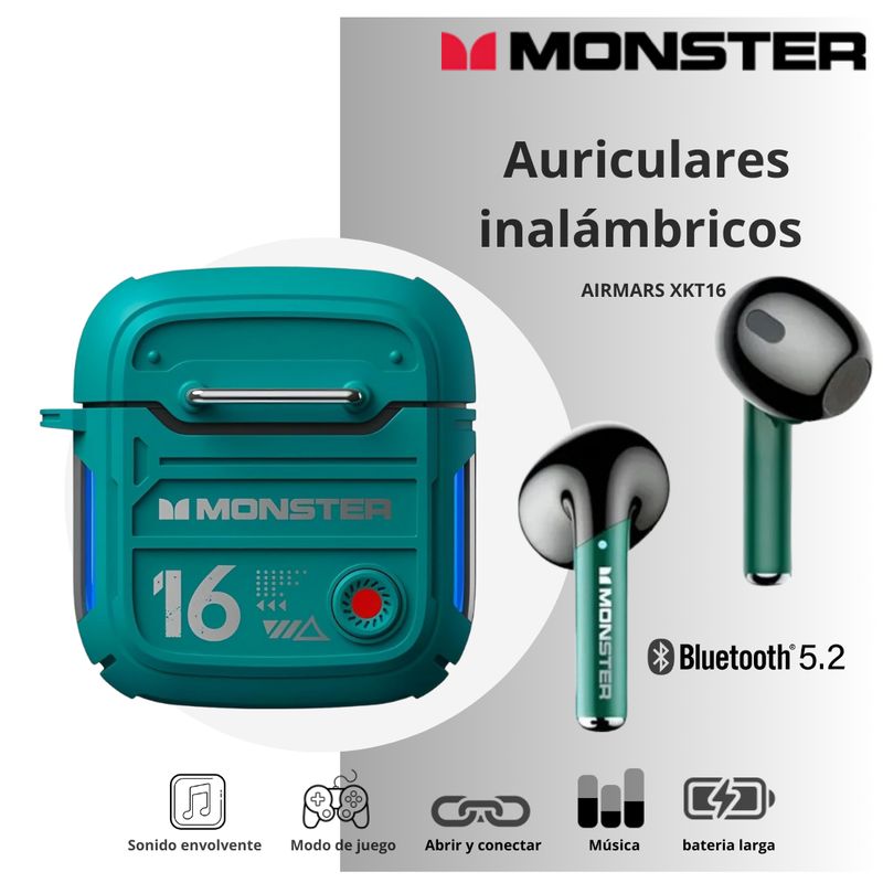 MONSTER - Auriculares Inalámbricos Monster XKT16 - Verde