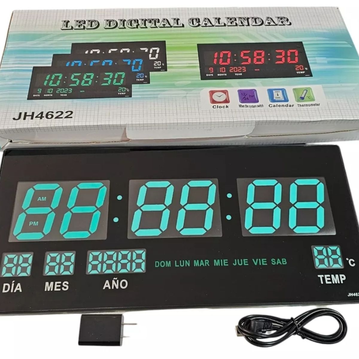 GENERICO - Reloj de pared reloj Digital Inteligente 45cm verde  En Español