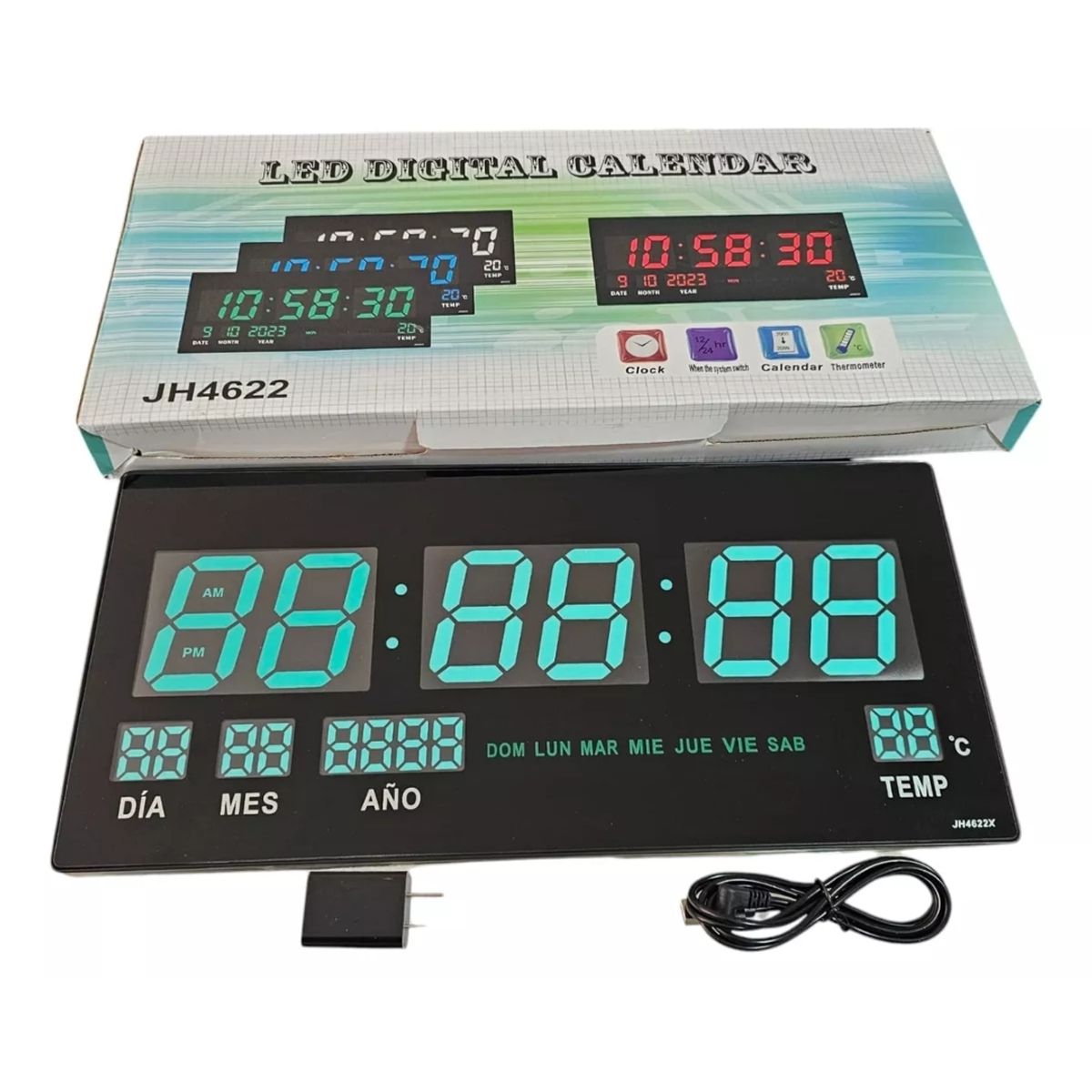 GENERICO - Reloj de pared reloj Digital Inteligente 45cm verde  En Español