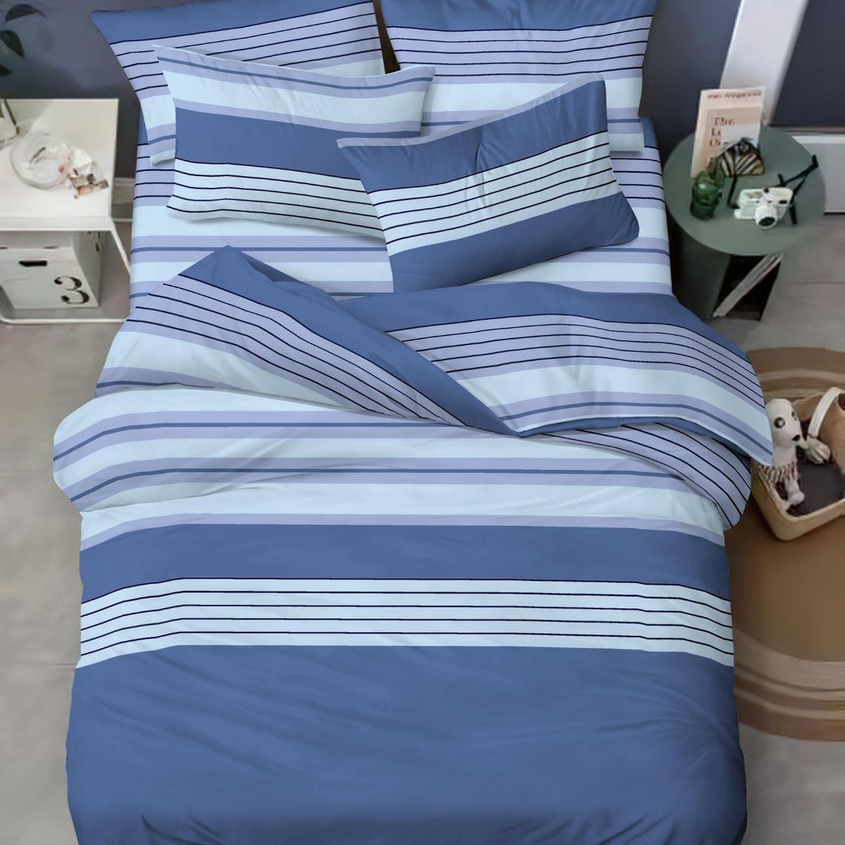 SIRENITAS - Juego de sabanas Cama Doble Azul Zafiro