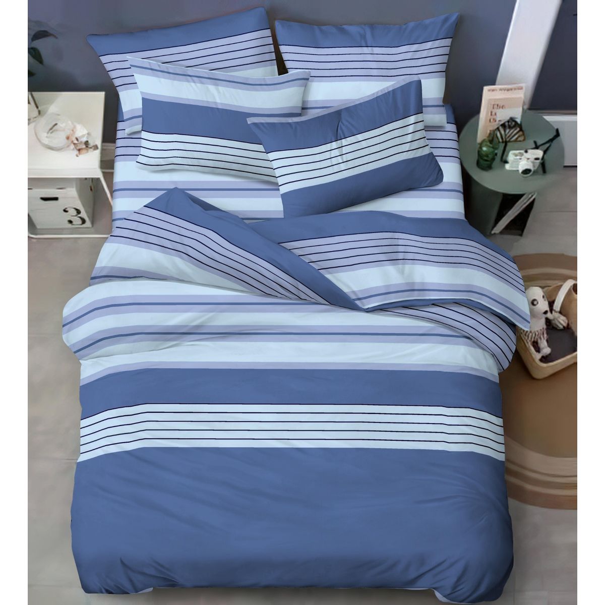 SIRENITAS - Juego de sabanas Cama Doble Azul Zafiro