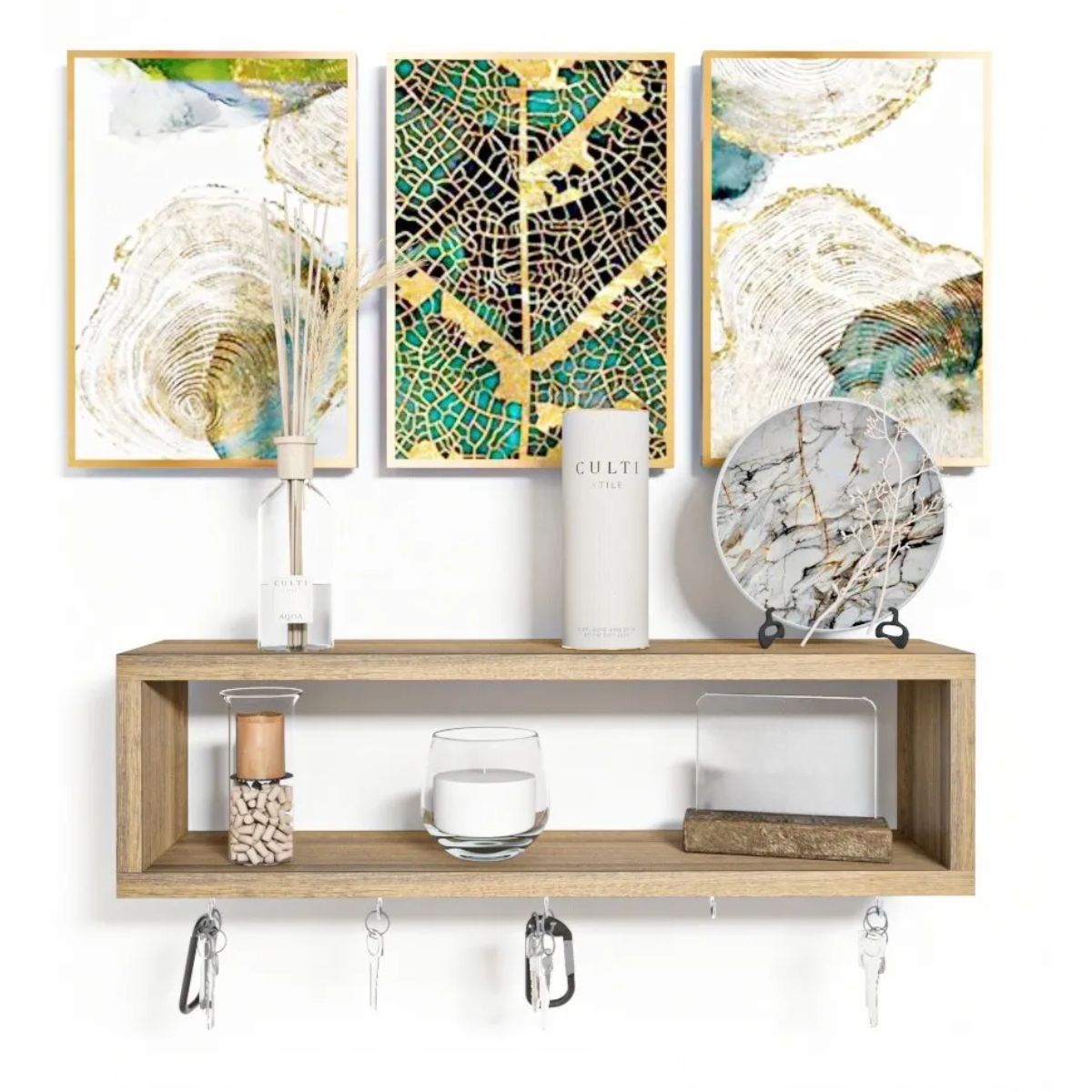 GENERICO - Porta Llaves  P-10  Repisa Flotante Rectangular Moderna  Amaretto