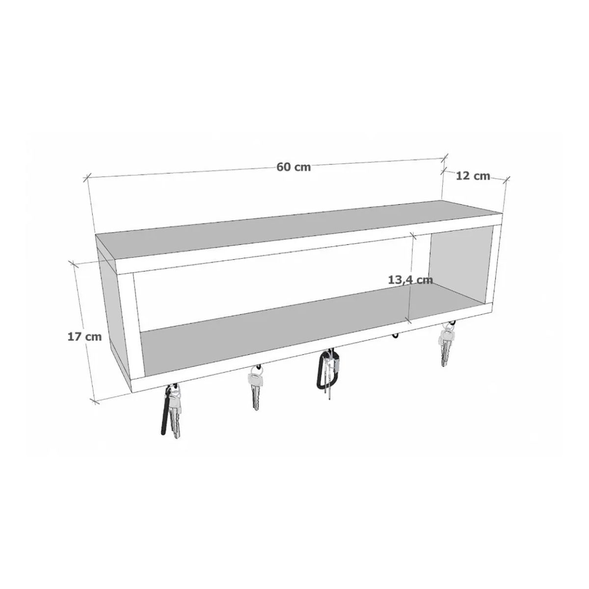 GENERICO - Porta Llaves  P-10  Repisa Flotante Rectangular Moderna  Amaretto